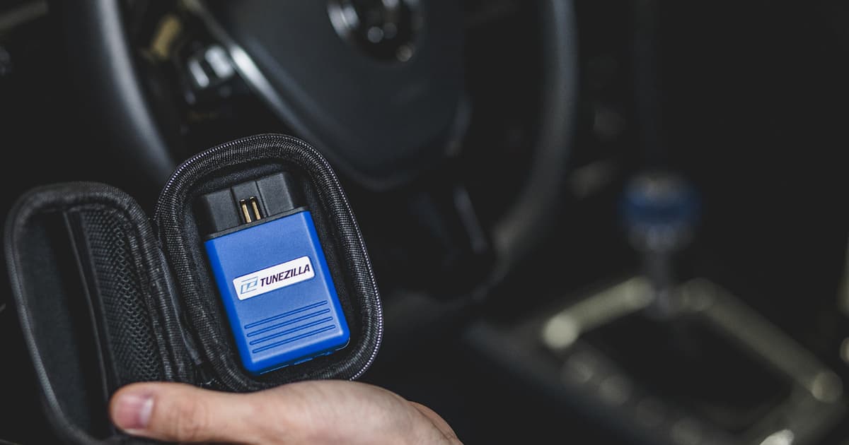 FlashZilla Pro tool connected inside a vehicle