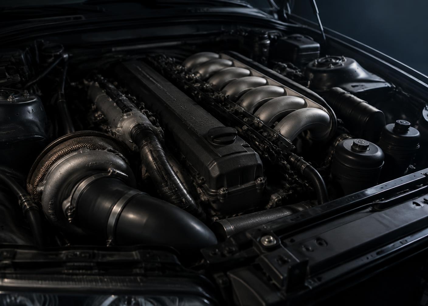 Straight-six diesel engine bay